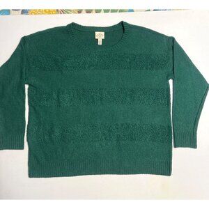 St. Johns Bay Green Sweater Textured Knit Sweater Plus Size XXL